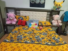 Bed with mattress side tables and divider urgent sale