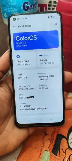 Oppo f 19 pro PTA approved for sale 8 GB ram and 128 GB storege