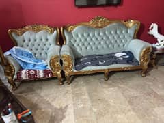Pur wood 1 f 2 Sofa set Excellent Condition For Sale