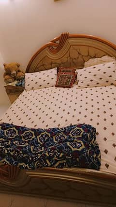 King size bed with mattress with side tables and dressing table