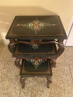 Nesting hand painted 3 set tables