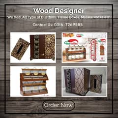 Kitchen Wooden Masala Racks / 6,8 all Pieces / Dustbin / Tissue Boxes
