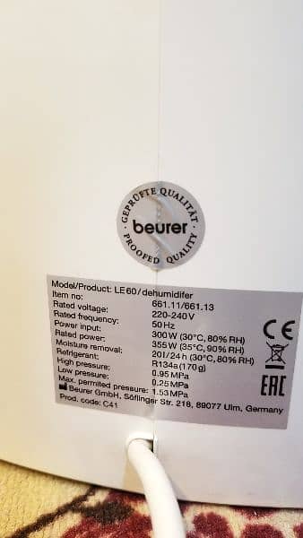 Beurer Dehumidifier 25L/day 5