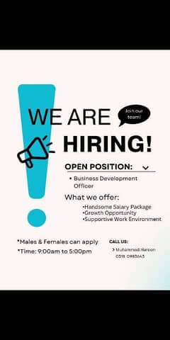 Jobs available for male and female's
