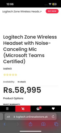 Logitech Zone Wireless Headset with Noise-Canceling Mic.