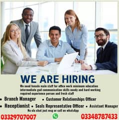 We are hiring male/female staff
