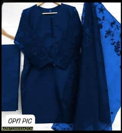 blue organza 3 peice suit