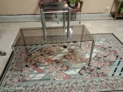 Glass Top Centre table With Side tables