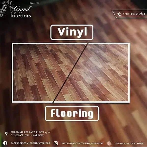 Vinyl flooring wooden pvc laminated spc floor by Grand interiors 0