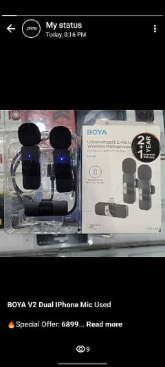 Boya V2 wireless Dual IPhone Mic USED