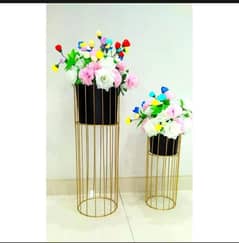 Planters- Planter stands pair  with metal pots
