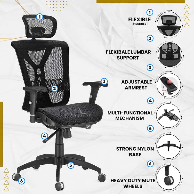 High Back ergonomic Executive Chair - 2 years warranty 5