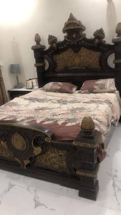 Bed set side table dressing / Spring Mattress / double bed / Wooden