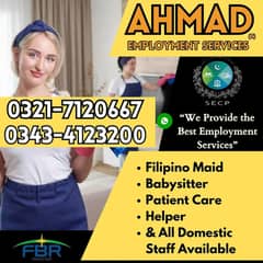 House maid/baby sitters/Drivers /Office boy/Helper/Nurse/Cook/Filipino