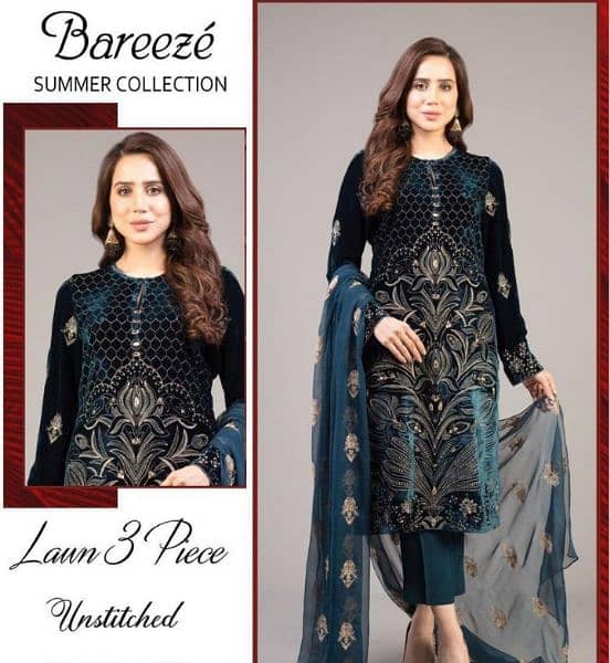 Sale! 3pc Embroidered Lawn suit (unstitched) 1