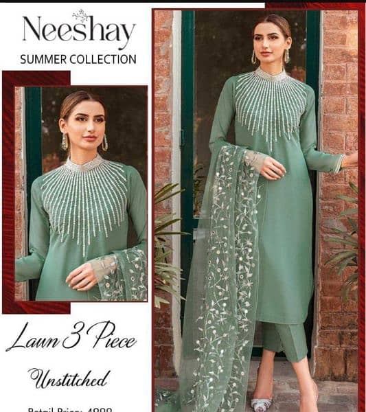 Sale! 3pc Embroidered Lawn suit (unstitched) 2