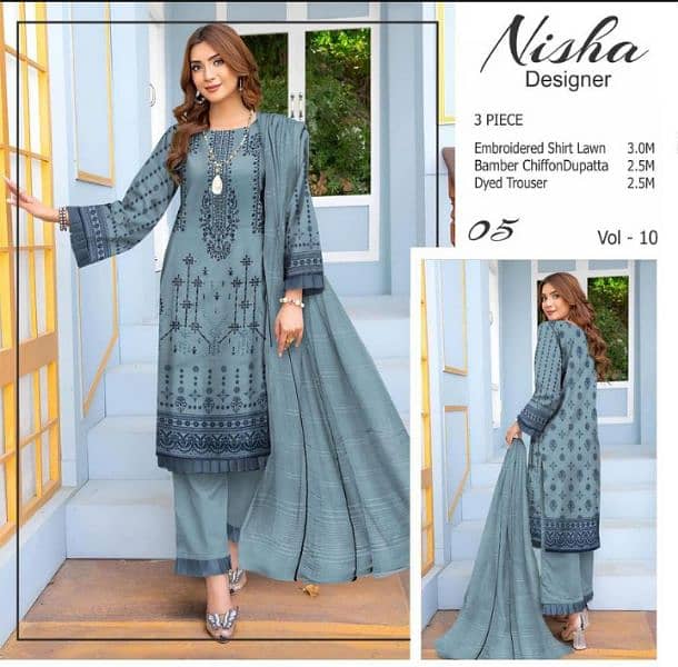 Sale! 3pc Embroidered Lawn suit (unstitched) 8