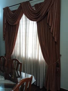 Preloved dark brown and Off-white curtains