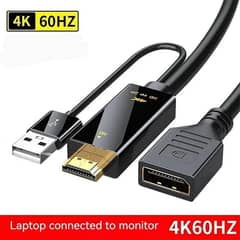 4K HDMI to Display Port Cable Adapter Converter
