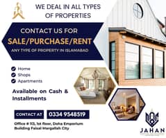 Plots house shops apartments are available on cash and instalments