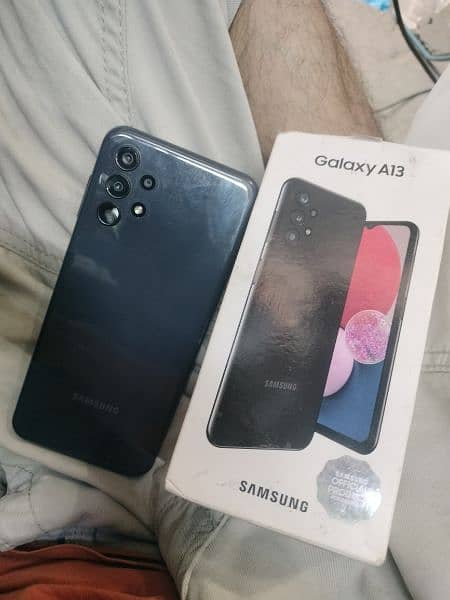 Samsung A13 box all asess 4GB 128GB minor wite shade show nai hota 13