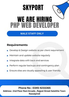 PHP Web developer required