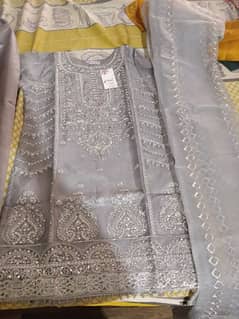Beautiful 3pc wedding Dress in Gray and Yellow Color.