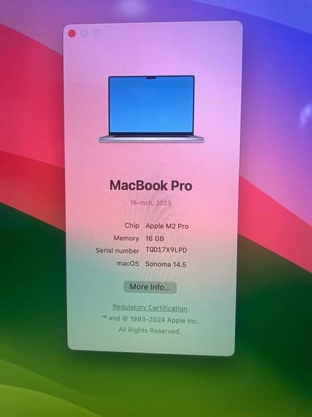Apple Macbook M2 Pro 16 inch  Apple care warranty Developers Choice 2