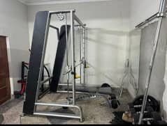 Smith Machine with counter balance and squat rack with plate stand