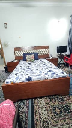 queen size  with mattress + with 2 side tables
