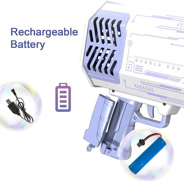 Bubble Rechargeable Gun With Lights 69 Holes 4