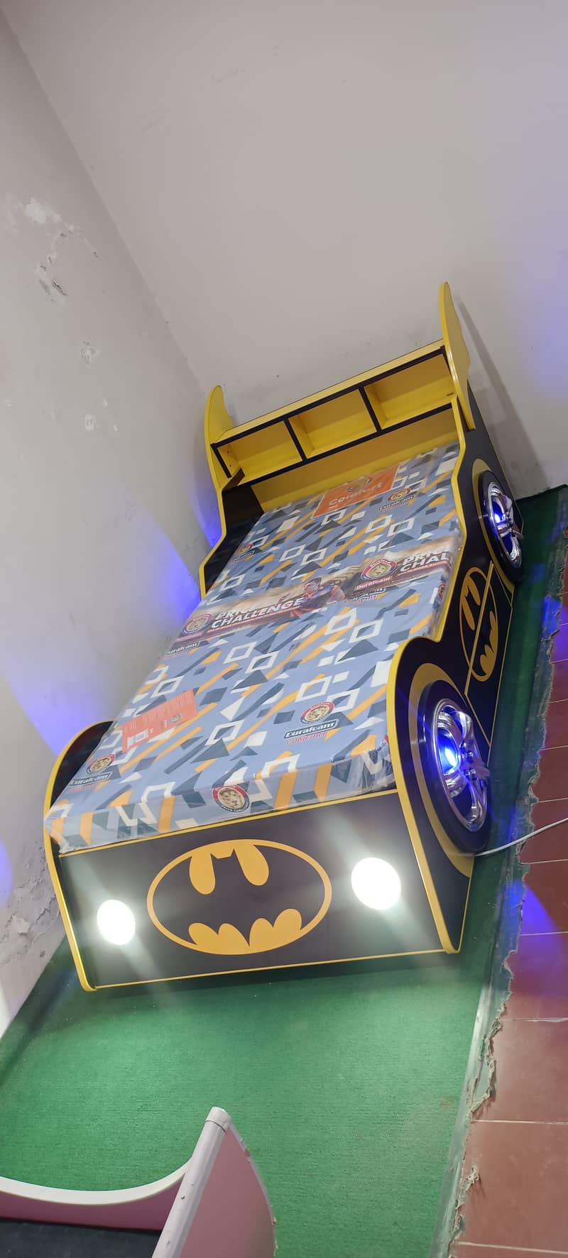 Boys Car Bed Batman shape with light for Bedroom Sale in Pakistan 1