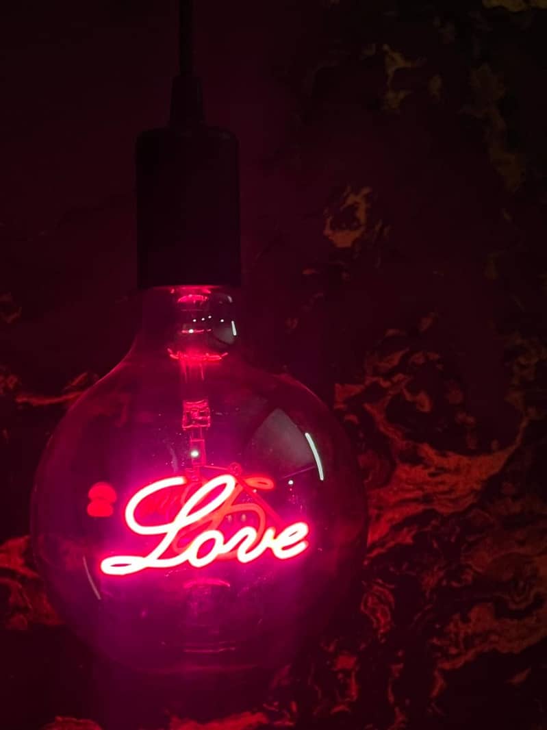 4Watt Pink Love BuLB Led Filament Text Bulb - Love (Pink), Filament 3