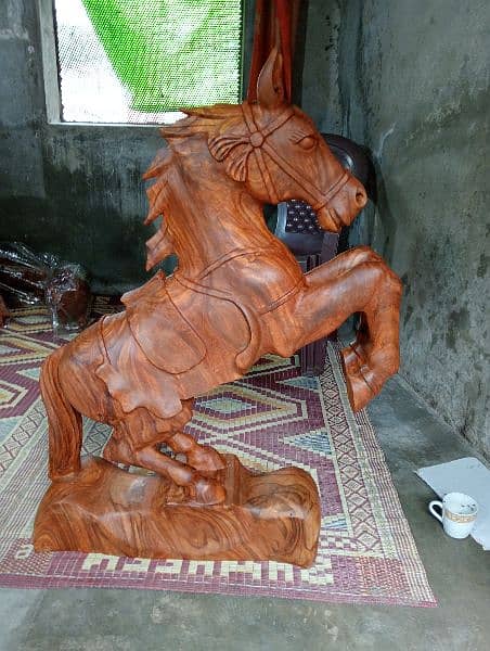 Creative Wooden Horse, Standing Horse, Wooden Horse Sculpture. 3