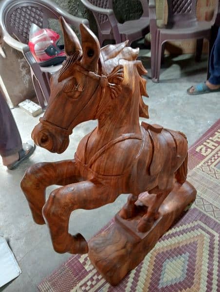 Creative Wooden Horse, Standing Horse, Wooden Horse Sculpture. 4