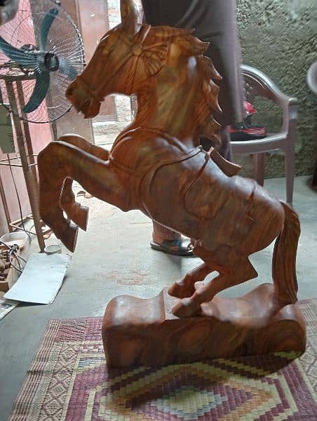 Creative Wooden Horse, Standing Horse, Wooden Horse Sculpture. 5