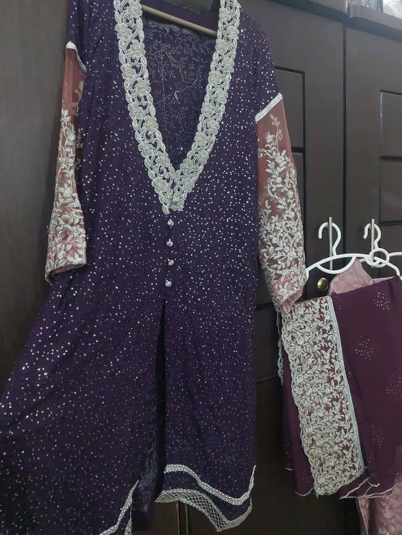 Pink purple shimmery embellished mehndi/mayoon dress 5