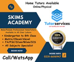Home Tutor Services Available (Skims Academy)