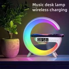 wireless charger stand with rgb light and Bluetooth speaker