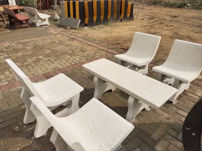 Concrete table chairs set-Durable outdoor furniture
