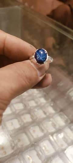 Blue star ruby yaqoot 925 silver ring