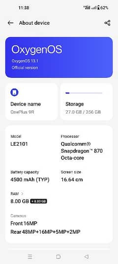 OnePlus 9r 8/256 condition 10/10