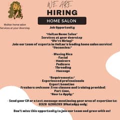 Female staff for Home Salon services