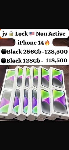 iphone 14  jv 128 gb box pack non active midnight colour available