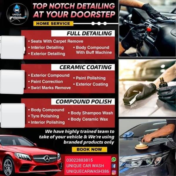 unique car detailing & ceramice coating & your door step servies 0