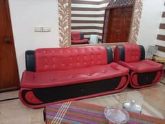 Red and Black 7 seater sofa set