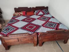 Wooden Double bed with metres