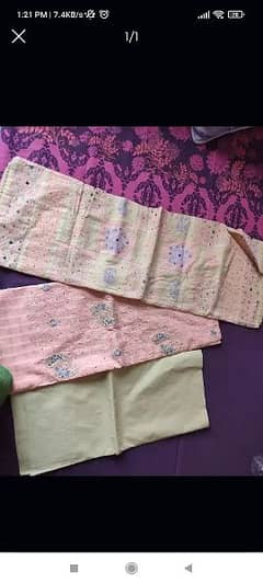 Unstitched cotton and georgette suits