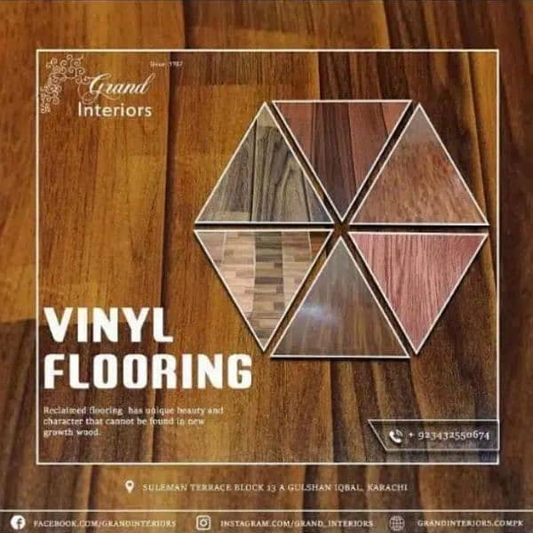 vinyl flooring wooden pvc laminated spc floor by Grand interiors 0