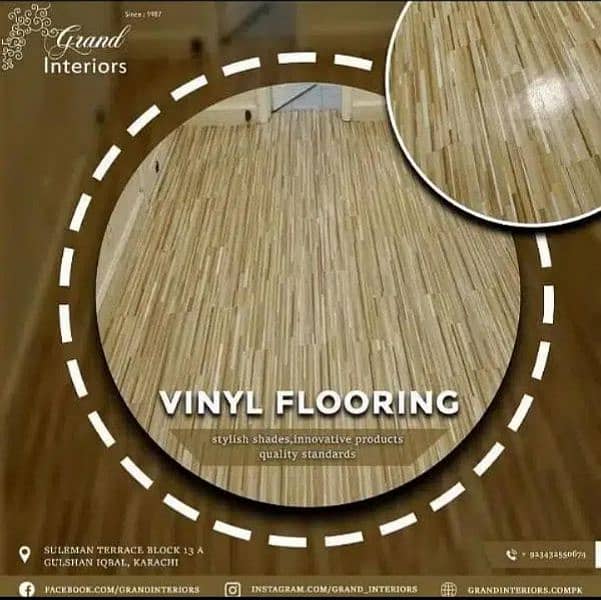 vinyl flooring wooden pvc laminated spc floor by Grand interiors 1